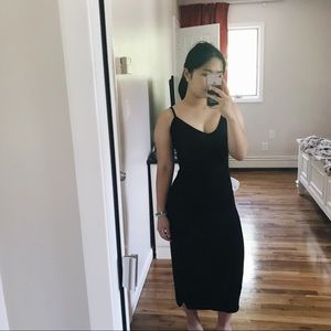brandy melville black ribbed midi dress